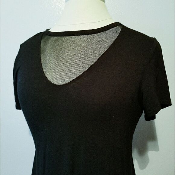 Mesh Inlay Black Tee - Picture 1 of 3